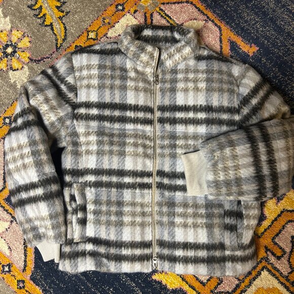 Anthropologie Plaid Puffer Jacket Brushed Zip up NWT Medium - Picture 4 of 7
